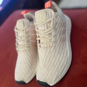 Adidas Beige Sneakers with Bright Orange Highlights New!